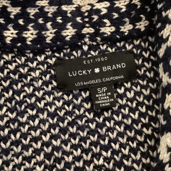 Lucky Brand Blue and White Open Long Cardigan Sweater Women’s Small - Picture 9 of 11